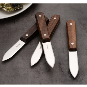 Cina vendita 304 in acciaio inox coltello ostrica piccolo strumento con manico in legno ispessito multiuso ostrica apertura gadget pratico - Product Image 4