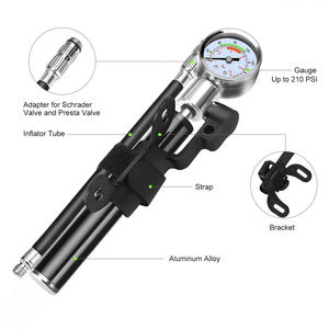 Aluminum Alloy Bike Pump With Pressure Gauge Up To 210 Psi High Pressure For Mountain Bike <b>Tire</b> <b>Inflation</b> - Product Image 1