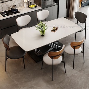 Table à manger rectangulaire en marbre <span class=keywords><strong>de</strong></span> style moderne et luxueux avec un ensemble <span class=keywords><strong>de</strong></span> chaises 4 à <span class=keywords><strong>6</strong></span> places, meubles en métal <span class=keywords><strong>noir</strong></span>, designs uniques 2025 - Product Image 6