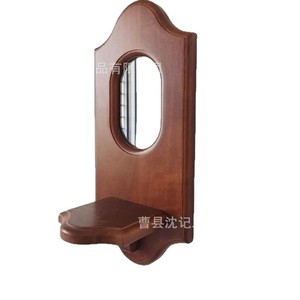 Wooden Retro <b>Wall</b> <b>Mounted</b> <b>Shelf</b> With Mirror For Candles Plants Home Decor Bedroom Living Room Storage Organizer - Product Image 2