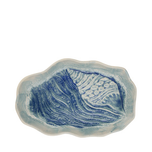 Piatto Piatto Blu Mare con Conchiglia 29x19 cm - Design Astratto - Product Image 1