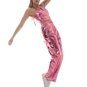 King Mcgreen Star – pantalon Rave brillant pour femme, vêtements holographiques, argent, danse, Wetlook, Hip Hop, Punk - Product Image 2