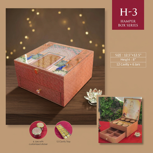 Handmade <b>Hamper</b> <b>Box</b> Series Gift resin <b>Box</b> 2.5x12.5x8 Inch With 6 Jars Handmade With Gold Tray Traditional Design Artistic Craft - Product Image 4