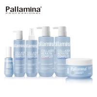 Pallamina Ensemble de soins capillaires professionnel au complexe de collagène et kératine 6 pièces : Shampoing, Après-shampoing, Masque capillaire, Spray sans rinçage, Huile d'argan