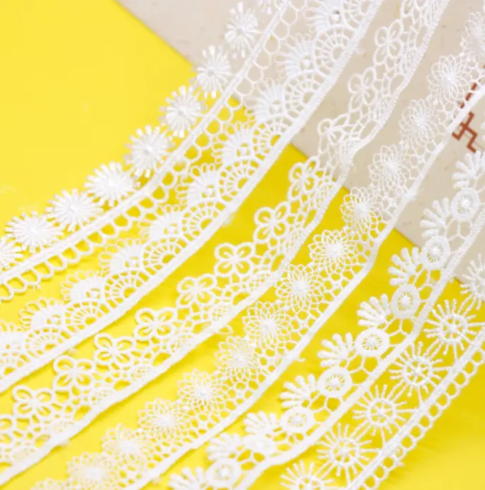 Pure White Trimmings Milk Silk Flower Lace Trims Sewing Costume French Lace Trimming