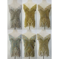 Applique de luxe faite à la main, colorée, brodée à la main, ornée de perles et de cristaux, pour corsage de robe de bal