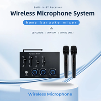 Système de karaoké sans fil UHF double Mixeur portable de microphone de karaoké avec 16 canaux Micro optique AUX pour amplificateur de télévision intelligente