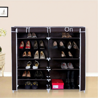 QINLAN Meuble à chaussures non tissé, personnalisable, réglable, simple, double rangée, six couches, anti-poussière, grande capacité, pour salon, export