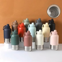 Bouteille d'eau pour animaux de compagnie en acier inoxydable 304 de 32 oz, 3 en 1, à double paroi isolée, portable, pour extérieur, avec bol amovible