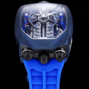 Montre-bracelet de luxe sportive automatique mécanique pour homme, style supercar, avec bracelet en silicone bleu personnalisé haut de gamme, modèle squelette 2026 - Product Image 2