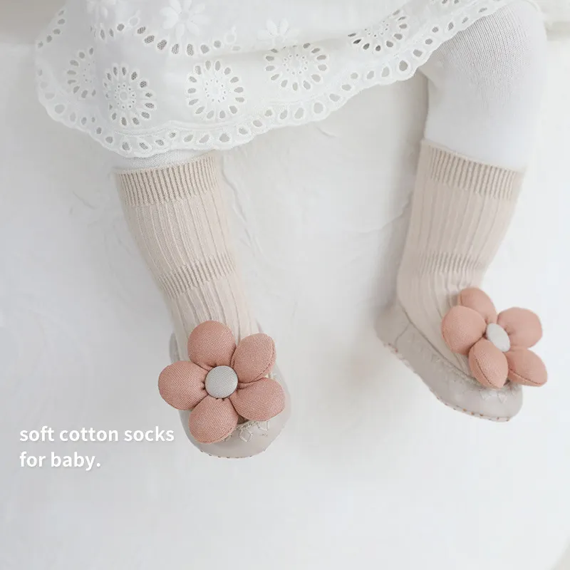 Xiximi Ademend Huidvriendelijk Gebreide Katoenen Panty Buis Sokjes 3D Floor Baby Meisjes Anti Slip Peuter Vloer Sokken