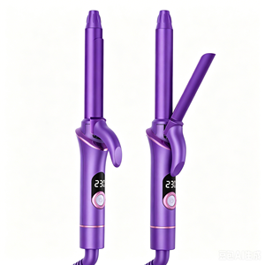 Mini fer à friser électrique 25 mm en céramique tourmaline, outil de coiffage portable avec chauffage PTC, écran LCD, 5 réglages pour cheveux raides et bouclés - Product Image 1