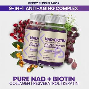 Gomitas de Biotina NAD+ de Marca Privada OEM, <span class=keywords><strong>Suplemento</strong></span> Antienvejecimiento con Resveratrol, Colágeno, Vitamina D3 <span class=keywords><strong>y</strong></span> K2 <span class=keywords><strong>para</strong></span> el <span class=keywords><strong>Cabello</strong></span>, la <span class=keywords><strong>Piel</strong></span> <span class=keywords><strong>y</strong></span> las <span class=keywords><strong>Uñas</strong></span> - Product Image 3