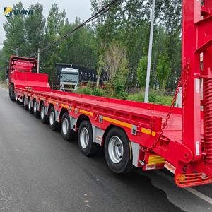 Rimorchi per autocarri commerciali a letto basso a 8 assi 100 tonnellate di capacità semirimorchio per trasporto di Container da carico rimorchio a pianale basso - Product Image 3