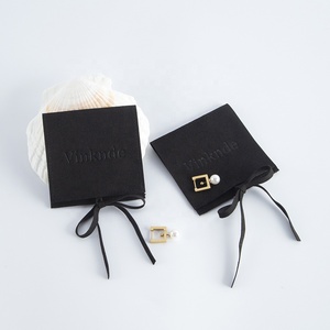 8*6cm Black Luxury Microfiber Jewelry Pouch Durable <b>Gift</b> <b>Envelope</b> Style Strings Wedding <b>Gift</b> Bag Customizable Size Logo Printing - Product Image 1