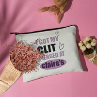 I Got My Clit Pierced at Clarie's Pattern Trousse de maquillage personnalisée, sac de rangement de voyage pour articles de toilette, pochette à cosmétiques, enterrement de vie de jeune fille