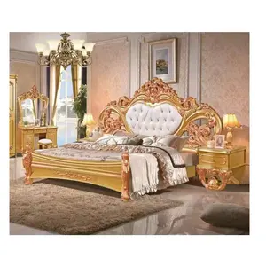 Cama de dragón Emperador, cama de corte francés, dormitorio principal de estilo europeo, Villa, cama de sastre de lujo, lámina de oro tallada, princesa Príncipe