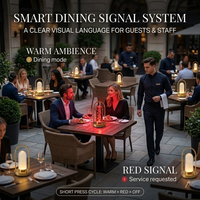 Wiederaufladbares Gastronomie-Signalsystem mit Rotem Licht, Kristall-Messinggriff, Kabellose Restaurant-Service-Tischlampe mit LED-Beleuchtung