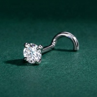 Nouveauté 2026 : Bijou de piercing corporel unisexe en argent sterling 925, clou de nez et boucles d'oreilles à bouton en moissanite VVS1 de 4 mm (0,24 ct) à enfiler