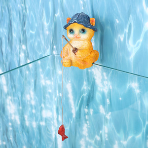 Decorazioni Creative per <span class=keywords><strong>Acquario</strong></span>, Ornamenti per Paesaggistica, Micro-paesaggio con Gattini che Pesca, Accessori Decorativi Sospesi - Product Image 3