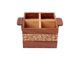 Cuchara cuadrada de madera para 4 porciones, tenedor, soporte para cuchillos para restaurante, vajilla de comedor, Material de Metal duradero, soportes para cucharas, Clips para ollas - Product Image 4