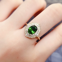 Factory Wholesale Hot Sale Vintage Design 925 Sterling Silver Women's Wedding Ring Natural Diopside Engagement Gift