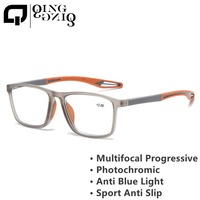 Lunettes de lecture presbytie photochromique pour hommes sport cyclisme antidérapant Rectangle rouge gris lunette anti-reflet multifocale