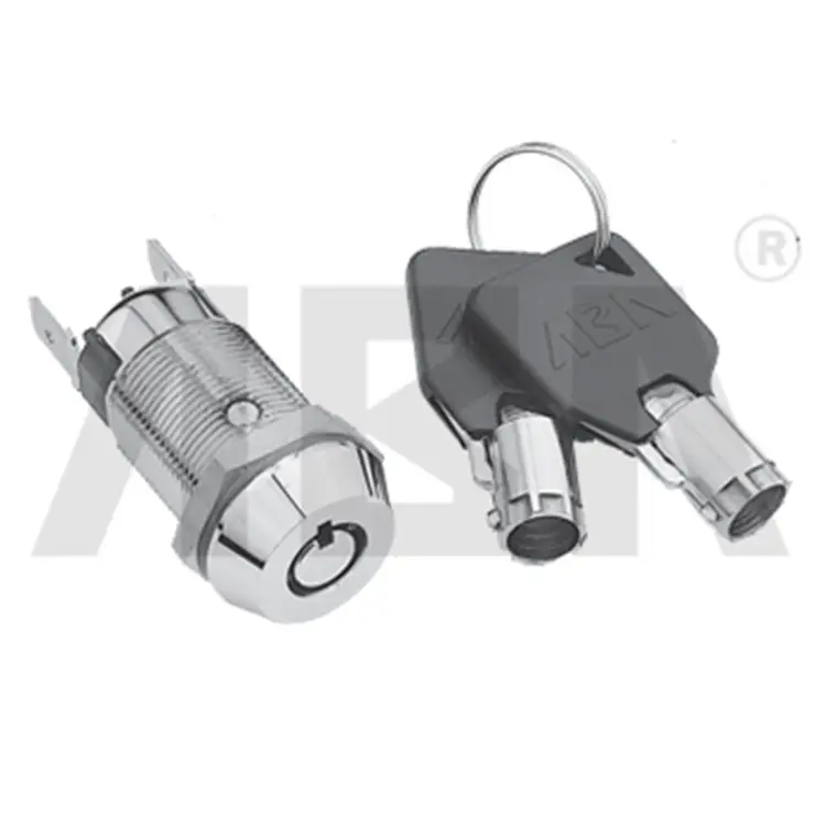 Hot Selling Plug Switch Electric Drawer Lock 2pin Flat Plug Cylinder Key Switch Cam Lock