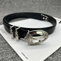 Sabuk Wanita Model Vintage Bullet Dark Tie dengan Gesper Logam, Desain Niche Spice Pants, Sabuk Fashion High Fashion