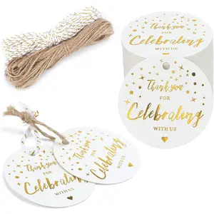 Thank You For Celebrating With Us Tag Gold Leaf Thank You Gift Tag With String Personalized Celebrating With Us Tag