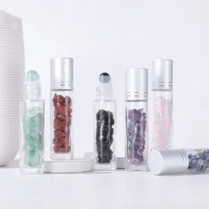 Bola de rodillo de 10ml para embalaje de cosméticos, botella de piedras rodantes, cuentas de Jead, rollo de vidrio transparente, botellas para Perfume de aceite esencial
