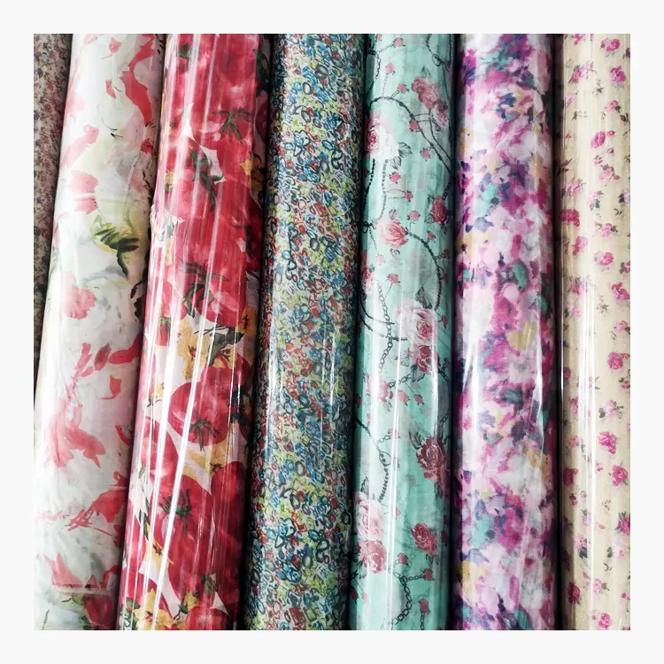 Factory Low Price Wholesale Stock Chiffon Fabric Printed 100 recycled/eco-friendly Polyester Fabric For Women Dress