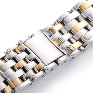 Reloj de Lujo para Hombre, Diseño Clásico, Esfera Dorada Estilo Rayos de Sol, Brazalete de Acero en Dos Tonos, Fecha, Pulido, Mecánico Automático - Product Image 4