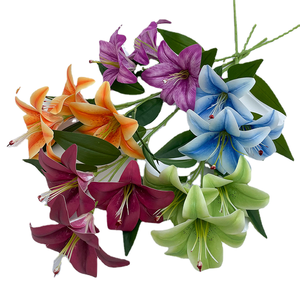 LFH Single Branch 3 Head Lily Simulation Small Home Decoration Flower Art False Simple <strong>Interior</strong> Landscape Arrangement <strong>Sil</strong> - Product Image 2