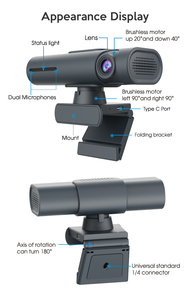 Cámara <span class=keywords><strong>Web</strong></span> PTZ 2K con IA, Seguimiento Automático, Reconocimiento Facial, Obturador de Privacidad, USB Plug-and-Play para Videoconferencias y Transmisión en Vivo - Product Image 6