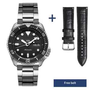 Montre automatique mécanique en acier inoxydable avec cadran en verre, fermoir caché, trois aiguilles, chronographe résistant à l'eau, composants métalliques - Product Image 2