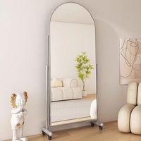 Cadre décoratif moderne en acier inoxydable fait à la main roues de miroir de sol amovibles pour la maison hôtel magasin de vêtements danse mariage