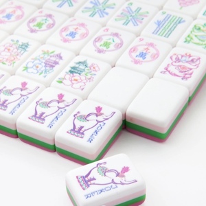 NUEVO Juego <span class=keywords><strong>de</strong></span> Mahjong Americano Moderno <span class=keywords><strong>de</strong></span> 4 Capas <span class=keywords><strong>de</strong></span> Acrílico, 160 Fichas, Diseño Floral Pastel con Estampado <span class=keywords><strong>de</strong></span> León, Plegable y Resistente, para Fiestas en Casa - Product Image 2