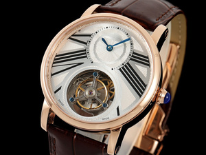 นาฬิกาจักรกลอัตโนมัติที่ทันสมัยและหรูหรา หน้าปัดสลักลาย สายหนังจระเข้สีน้ำตาลด้าน ทูร์บิญองแบบลอยตัว - Product Image 3