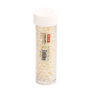 Perline ILAN Abalorio 5mm colore perla per la creazione di gioielli, 12 pezzi per tubo - Product Image 1