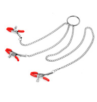 SM Massager Stimulieren Dreikopf-Nippel klemmen Clips Klitoris clip mit Glocke