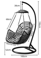 Fauteuil suspendu de qualité supérieure - Balançoire de loisirs pour jardin, terrasse et chambre à coucher
