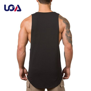 Débardeur d'été de couleur unie respirant pour la course <span class=keywords><strong>à</strong></span> pied Oversize Workout 100% Cotton Loose Drop Arm Stringer Vest Men Tank Top - Product Image 2