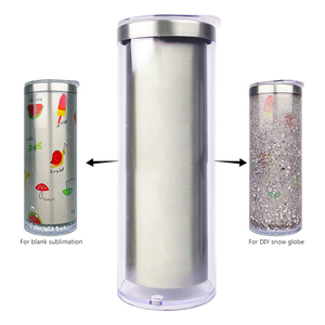 Magazzino USA 20oz bianco sublimazione spazi vuoti <span class=keywords><strong>da</strong></span> <span class=keywords><strong>te</strong></span> Glitter globo di neve 304 acciaio inossidabile Strasublimation globo di neve Skinny Tumbler - Product Image 6