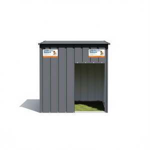 Nichoir pour chien anthracite 43,3x40,6x42,9 pouces en acier galvanisé avec toit, abri extérieur pour grands chiens - Product Image 1
