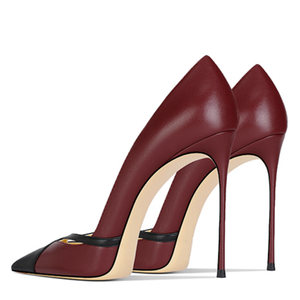 New Patchwork Slim High Heels Big Size 47 Women Dress <b>Pumps</b> Mixed Color Stiletto Basic Wide Feet Evening Shoes - Product Image 5