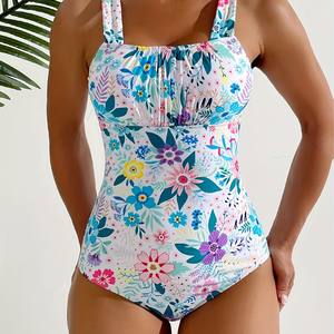 Traje de Baño de una Pieza de Gasa con Estampado Floral Estilo Pastoral Nuevo Estilo 2026 Bikini para Mujer para Vacaciones al Aire Libre - Product Image 3