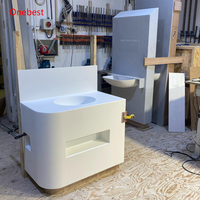 Lavabo en pierre artificielle haut de gamme, moderne et arrondi, pour cliniques et hôpitaux