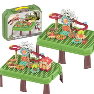Assembleren Uitrusting Bouwsteen Plastic Kinderen Spelen Multifunctionele Speelgoedblok Tafel Dinosaurus Glijbaan Kinderen Bouwsteen Tafel