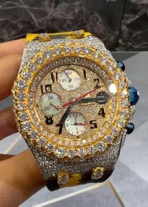 Montre mécanique automatique exceptionnelle en acier inoxydable, ornée de pierres de moissanite glacées, conçue pour la mode unisexe de luxe haut de gamme - Product Image 3